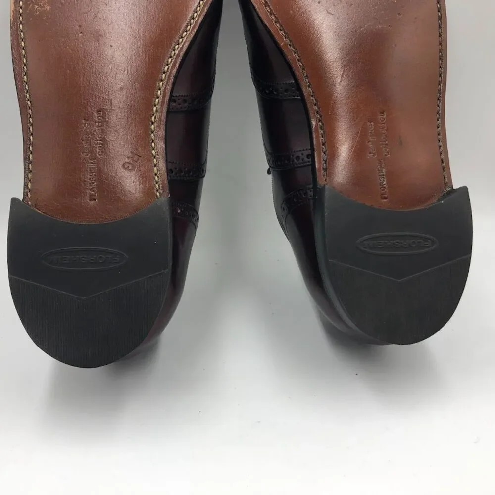 Florsheim Vintage Burgundy Leather Wingtip Oxford Shoes Men’s 9 3E Wide
